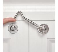 INIRET 2 Packs 4”Barn Door Latches，Brushed Nickel Heavy Duty Solid Thicken Stainless Steel barn gate Hook and Eye Latch,Sliding Door Antique Lock Gate Latch Wine Cabinet Carbon Steel Closet Door Latch