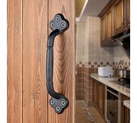 INIRET 2 Packs Rustic Gate Handle,8.86 Inch Cast Iron Sliding Barn Door Handle,Black Vintage Metal Gate Pull Handle Fence Handle Antique Long Cabinet Handles for Interior,Drawer,Outdoor,Garage,Closet