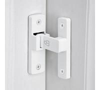 INIRET White 90 Degree Barn Door Lock ，Premium Zinc Alloy Latch - Flip Gate Latches ，for Cabinets, Bathroom, Barn & Garden Doors - Secure Sliding Door Hardware