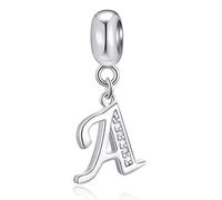 Initial A Pendant Charm, Letter A Charms Fit Pandora Necklace Bracelet, 925 Sterling Silver Dangle CZ Birthstone Alphabet Beads, Gift for Aunt/Anniversary/Army Mom/Auntie