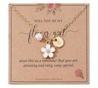 Initial A-Z Letter Necklace for Flower Girl,14K Personalized Necklace Will You Be My Flower Girl Proposal Gifts On Wedding, Medium, Copper, No Gemstone