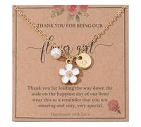 Initial A-Z Letter Necklace for Flower Girl,14K Personalized Proposal Gifts for Flower Girl On Wedding Bridal Shower Party, M, Copper, No Gemstone