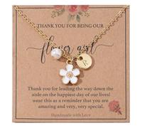 Initial A-Z Letter Necklace for Flower Girl,14K Personalized Proposal Gifts for Flower Girl On Wedding Bridal Shower Party, M, Copper, No Gemstone
