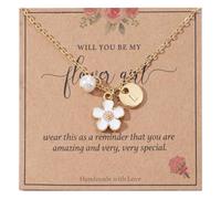 Initial A-Z Letter Necklace for Flower Girl,14K Personalized Proposal Gifts for Flower Girl On Wedding Bridal Shower Party, M, Copper, No Gemstone