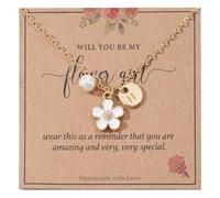 Initial A-Z Letter Necklace for Flower Girl,14K Personalized Proposal Gifts for Flower Girl On Wedding Bridal Shower Party, M, Copper, No Gemstone