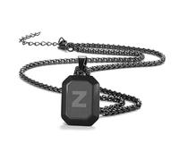 Initial A-Z Necklace for Men Boys, Stainless Steel Black Square Letter Pendant Chain for Mens, 20+2 Inch Wheat Chain Alphabet Monogram Dog Tag Necklaces Fathers Day Dad Gifts Jewelry Gifts(O)