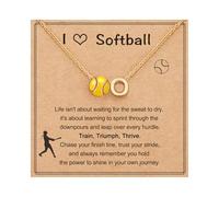 Initial A-Z Softball Necklace for Teen Girls, Personalized Softball Stuff Pendant Necklace for Team Lovers Daughter Player
