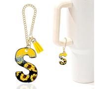 Initial A-Z Water Bottle Letter Charms for Stanley 40oz Tumbler,Personalized Stanley Cup Accessories, Sunflower, Acrylic