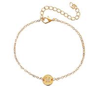 Initial Alphabet Bracelet for Women Round Gold Copper Jewelry A to Z Letter Charm Bangle for Her (M, One Size)