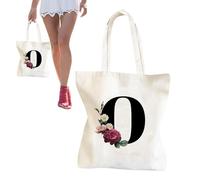 Initial Beach Bag - Foldable Travel Tote | Monogrammed Floral Design Summer Bag, Lightweight Casual Tote for Women Girls Pool Vacation Picnic Shopping Gym Makeup Organizer