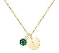 Initial Birthstone for Women Gold Plated Ornate Letter az CZ Pendant Choker Personalized Jewelry Birthday