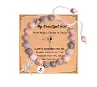 Initial Bracelet Dance Recital Gifts, Ballerina Ballet Bracelet Gifts for Dance Lover Daughter Niece Student, Birthday Back to School Christmas Jewelry Gifts, M, Stainless Steel, no gemstone
