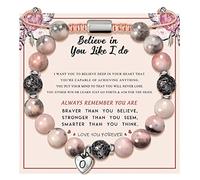 Initial Bracelets for Women Teen Girl Gifts Beaded Bracelets Best Friend Birthday Gift for Her Adjustable Braided Lava Rock Beads Letter A-Z Link Sister Daughter Girlfriend Mom Christmas Anxiety
