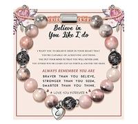 Initial Bracelets for Women Teen Girl Gifts Beaded Bracelets Best Friend Birthday Gift for Her Adjustable Braided Lava Rock Beads Letter A-Z Link Sister Daughter Girlfriend Mom Christmas Anxiety