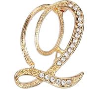 Initial Brooch Pin for Women, Alphabet Gold Letter Brooch A-Z with Crystal, Metal Pin for Hat Bag Dress Suit Accessory for Men (Q)