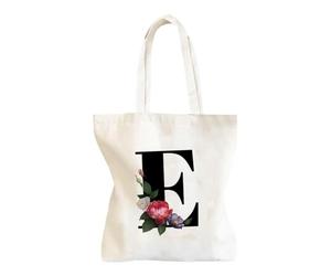 Initial Canvas Tote Bag Monogrammed Beach Bag, Cosmetic Makeup, Letter Bags