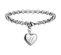 Initial Charm Bracelets For Stainless Heart Charm Bracelets For Women 26 Letters Alphabet Bracelet Jewelry For Teenage Girls Wedding Earrings Studs (U, One Size)