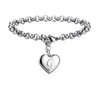 Initial Charm Bracelets For Stainless Heart Charm Bracelets For Women 26 Letters Alphabet Bracelet Jewelry For Teenage Girls Men Dress Watch (G, One Size)