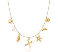 Initial Charm Necklaces for Women Girls 14K Gold Plated A-Z Letter Necklaces Shell Boho Summer Seashell Alphabet Choker Necklace Starfish Surfer Monogram Name Necklace Beach Jewelry Gifts (Gold-X)