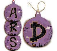 Initial Christmas Ornaments - 10x12cm - Christmas Tree Spooky Decorations - Wood Hanging Wood Bauble for Haloween Decor H1