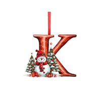 Initial Christmas Snowman Decorations, 26 Letter A to Z Ornament Letters, Personalized DIY Tree Decorations (K)
