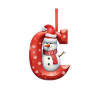 Initial Christmas Snowman Ornaments for Tree Decorations,26 Letter A to Z Ornament Letters Christmas Tree Decoration Pendant, Personalized DIY Christmas Ornaments (C)