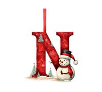 Initial Christmas Snowman Tree Decorations, 26 Letter A to Z Ornament Letters, Personalized DIY Christmas Ornaments (N)