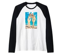 Initial D Bikini Anime Girls on Beach Street Racing Manga Raglan Baseball Tee