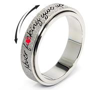 Initial Fidget Spinner Anxiety Rings for Women Fidget Rings for Women Men Keep Going Mens Ring Spinning Ring Silver Rainbow Black Fidget Ring Stainless Steel Size 6 7 8 9 10, 9, Metal, No Gemstone