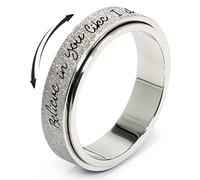 Initial Fidget Spinner Anxiety Rings for Women Fidget Rings for Women Men Keep Going Mens Ring Spinning Ring Silver Rainbow Black Fidget Ring Stainless Steel Size 6 7 8 9 10, 10, Metal, No Gemstone