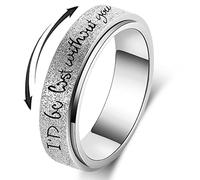 Initial Fidget Spinner Anxiety Rings for Women Fidget Rings for Women Men Keep Going Mens Ring Spinning Ring Silver Rainbow Black Fidget Ring Stainless Steel Size 6 7 8 9 10, 9, Metal, No Gemstone