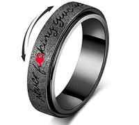 Initial Fidget Spinner Anxiety Rings for Women Fidget Rings for Women Men Keep Going Mens Ring Spinning Ring Silver Rainbow Black Fidget Ring Stainless Steel Size 6 7 8 9 10, 9, Metal, No Gemstone