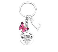 Initial Keyring With Butterfly Pendant Inspirational Gift For Women 26 Letter Alphabet Keychain For Friends Christmas Birthday Gift for Daughter Sister Niece (Letter L)