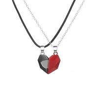 Initial L Necklace Couple Necklace Pendant Simple Wishing Stone Heart Clavicle Chain Jewelry Pair Extender for Necklace (Black, One Size)