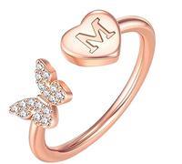 Initial Letter Alphabet Rings A Z Silver And Gold Adjustable Finger Ring For Women Girl Jewelry Ring Womens (M, One Size)