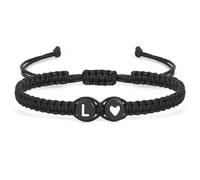 Initial Letter Bracelet for Women Men Teen Girls, Alphabet Handmade Black Adjustable Braid Rope Heart Bracelet, Jewelry Gifts for Daughter Mother's Day Mom Sister L