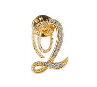 Initial Letter Brooch Pin Small Lapel Pin Tie Tack Name Personalized Gifts for Women Men Gold A-Z, Rhinestone