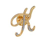 Initial Letter Brooch Pin Small Lapel Pin Tie Tack Name Personalized Gifts for Women Men Gold A-Z, Rhinestone