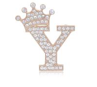 Initial Letter Brooch Pins with Crown for Women Girls Men Boys Personalized Name Brooches Crafts Colorful Rhinestone Brooch Pins Gold A-Z, cubic zirconia
