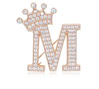 Initial Letter Brooch Pins with Crown for Women Girls Men Boys Personalized Name Brooches Crafts Colorful Rhinestone Brooch Pins Gold A-Z, 4.5 cm, cubic zirconia