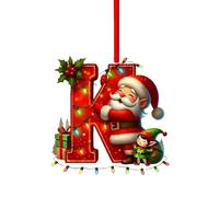 Initial Letter Christmas Decorations, A to Z Acrylic Tree Hanging Ornaments, Personalised DIY Craft Baubles for Xmas Tree Fillers Santa Snowman Themed Holiday Home Decor, K