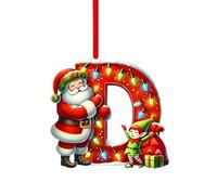 Initial Letter Christmas Decorations, A to Z Acrylic Tree Hanging Ornaments, Personalised DIY Craft Baubles for Xmas Tree Fillers Santa Snowman Themed Holiday Home Decor, D