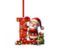 Initial Letter Christmas Decorations, A to Z Acrylic Tree Hanging Ornaments, Personalised DIY Craft Baubles for Xmas Tree Fillers Santa Snowman Themed Holiday Home Decor, L