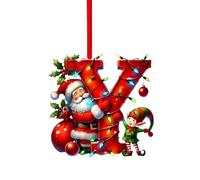 Initial Letter Christmas Decorations, A to Z Acrylic Tree Hanging Ornaments, Personalised DIY Craft Baubles for Xmas Tree Fillers Santa Snowman Themed Holiday Home Decor, Y