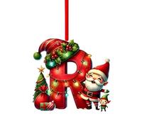 Initial Letter Christmas Decorations, A to Z Acrylic Tree Hanging Ornaments, Personalised DIY Craft Baubles for Xmas Tree Fillers Santa Snowman Themed Holiday Home Decor, R