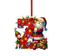 Initial Letter Christmas Decorations, A to Z Acrylic Tree Hanging Ornaments, Personalised DIY Craft Baubles for Xmas Tree Fillers Santa Snowman Themed Holiday Home Decor, Z