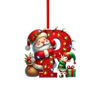 Initial Letter Christmas Decorations, A to Z Acrylic Tree Hanging Ornaments, Personalised DIY Craft Baubles for Xmas Tree Fillers Santa Snowman Themed Holiday Home Decor, P