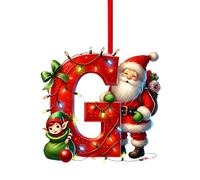 Initial Letter Christmas Decorations, A to Z Acrylic Tree Hanging Ornaments, Personalised DIY Craft Baubles for Xmas Tree Fillers Santa Snowman Themed Holiday Home Decor, G