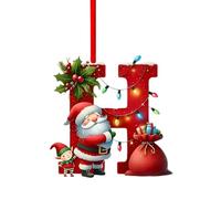 Initial Letter Christmas Decorations, A to Z Acrylic Tree Hanging Ornaments, Personalised DIY Craft Baubles for Xmas Tree Fillers Santa Snowman Themed Holiday Home Decor, H