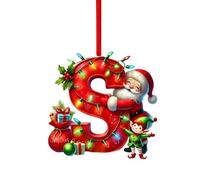 Initial Letter Christmas Decorations, A to Z Acrylic Tree Hanging Ornaments, Personalised DIY Craft Baubles for Xmas Tree Fillers Santa Snowman Themed Holiday Home Decor, S